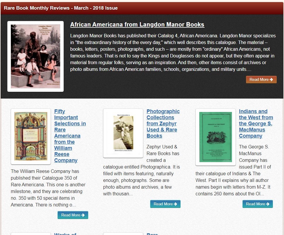 Review of Catalog 4 at Rare Book Hub's Rare Book Monthly