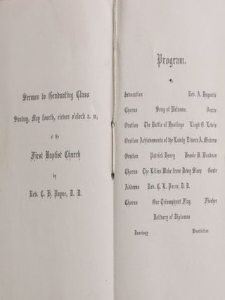 Douglass High School Segregated West Virginia 1902 Graduation Program