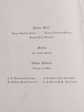Douglass High School Segregated West Virginia 1902 Graduation Program