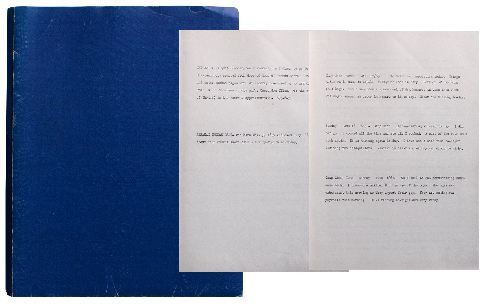 Civil War Diary Transcript. Abraham Thomas Banta.