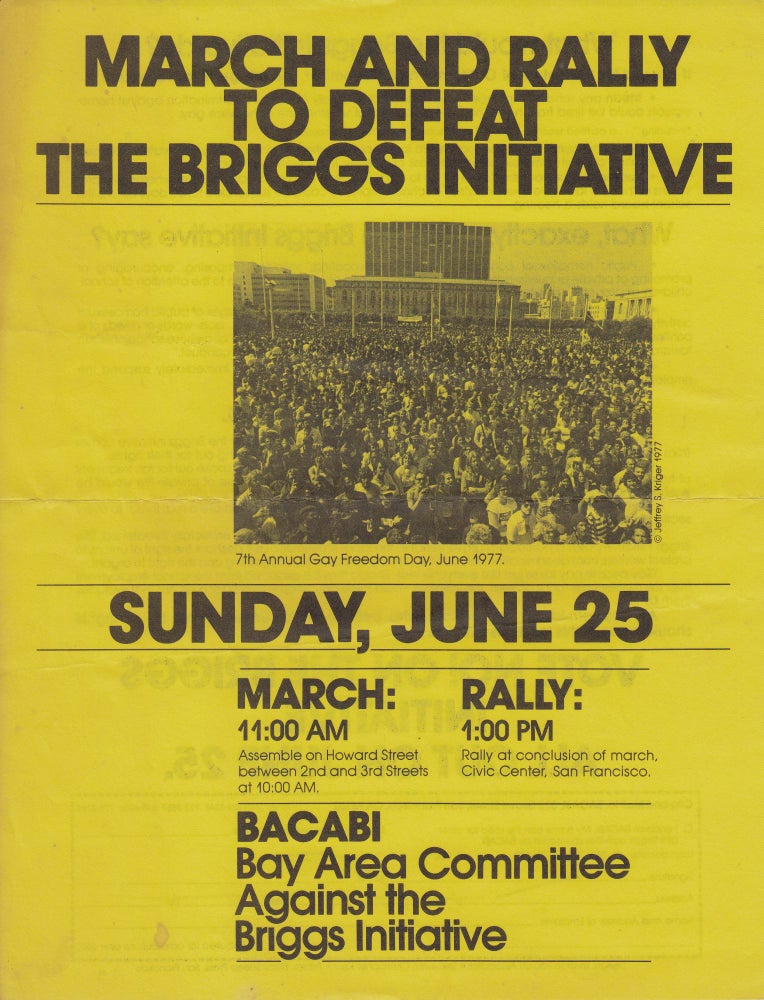 Item #2832 March and Rally to Defeat the Briggs Initiative.
