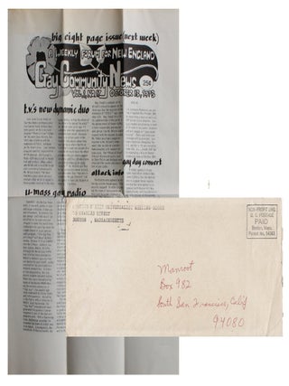 Item #2836 [Promotional Mailer With Early Copy of Gay Community News Sent to Important LGBTQ...