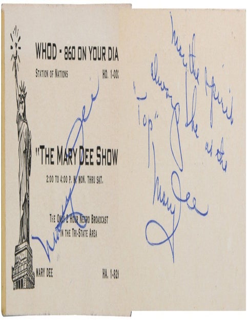 Item #2898 [Business Card for Mary Dee and &ldquo;The Mary Dee Show&rdquo;]. Mary Dee, Mary Dudley.