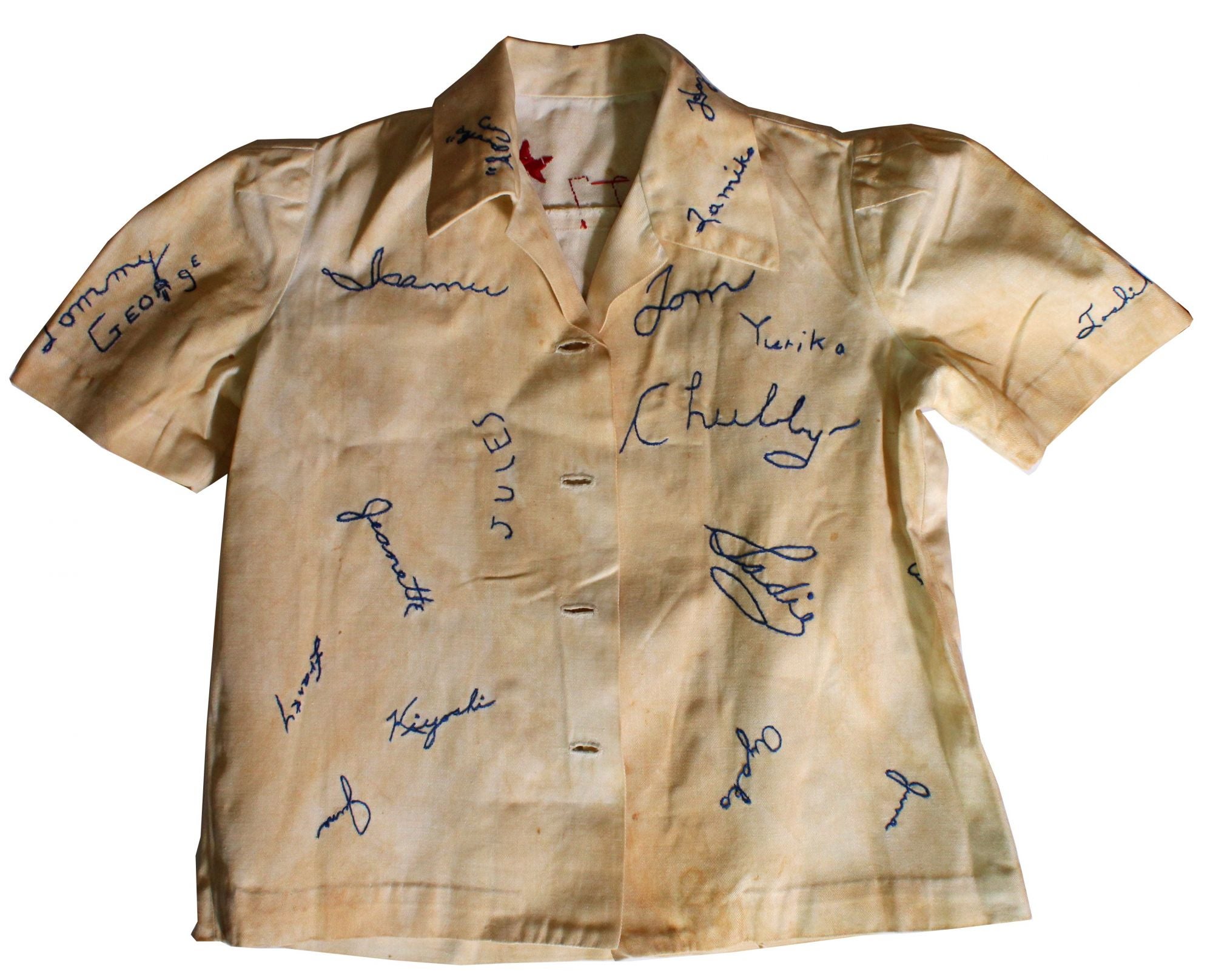Shirt With Embroidered Signatures of 46 Japanese American Internees