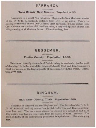 Denver & Rio Grande Official Guide to Cities, Villages and Resorts on the Line of the Denver & Rio Grande R.R. . . .