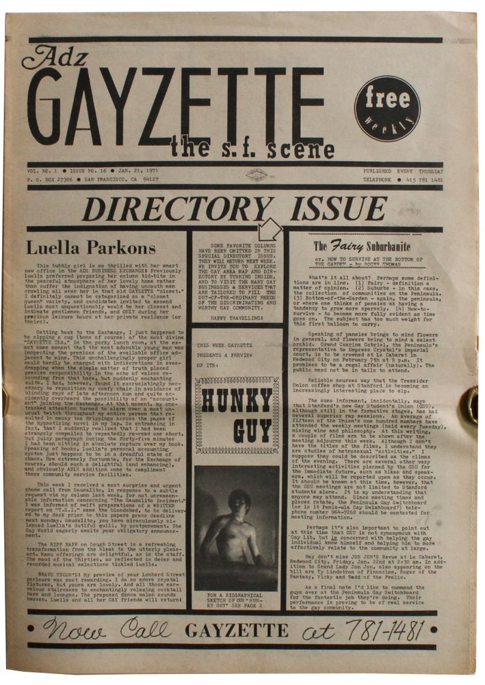 Item #3257 Adz Gayzette. Vol. 1 No. 16 [January 21, 1971].