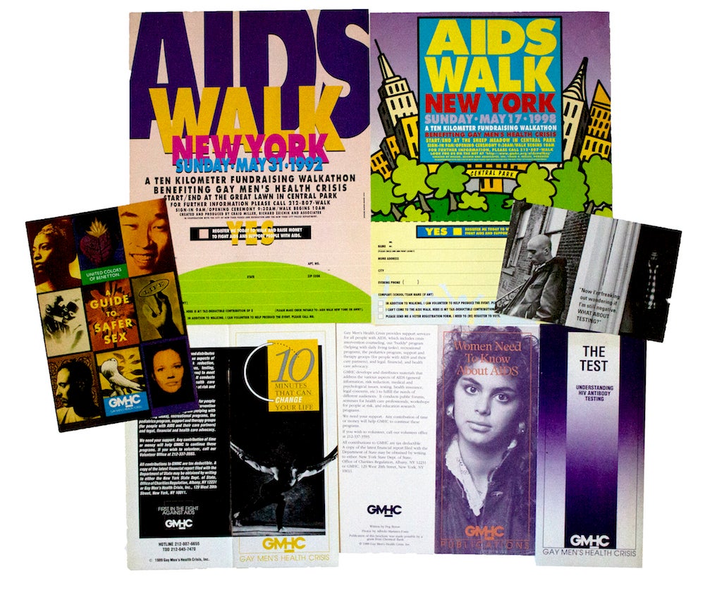 Group of Seven AIDS Educational Items. Gay Men's Health Crisis.
