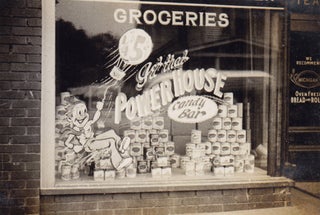 Photo Album Documenting Power House Candy Bar Window Paintings and Other Marketing Efforts.