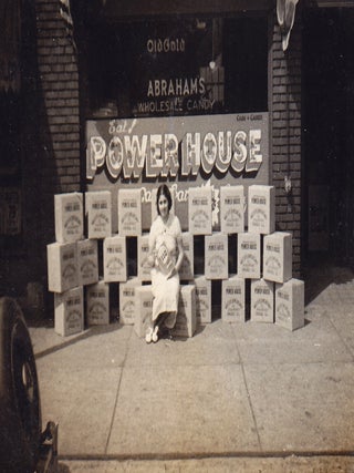 Photo Album Documenting Power House Candy Bar Window Paintings and Other Marketing Efforts.