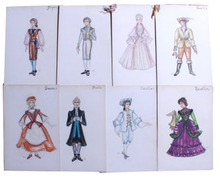 [Collection of Original Costume Designs with Fabric Swatches].