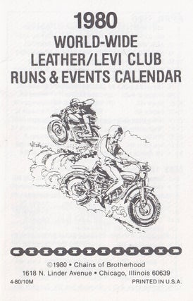 Item #5221 1980 World-Wide Leather/Levi Club Runs & Events Calendar. [Cover title