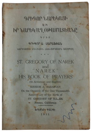 Item #5732 . . . /St. Gregory of Narek and “Narek” His Book of Prayers (In Armenian and...