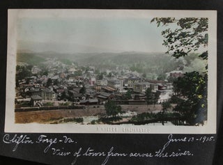 [Album of Hand-Colored Photographs Taken and Captioned by Prolific Postcard Maker].