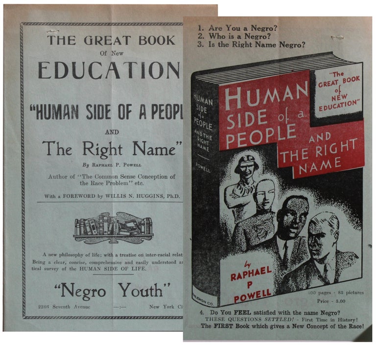 Item #7136 The Great Book Of New Education! “Human Side Of A People And The Right Name” . . . [Cover title].