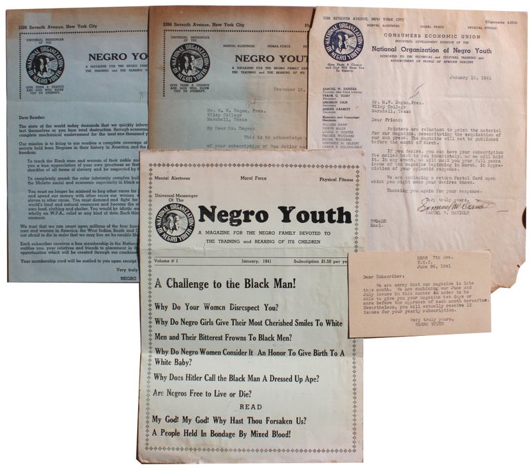 Item #7163 [Five Items of Ephemera Related to Negro Youth Magazine].