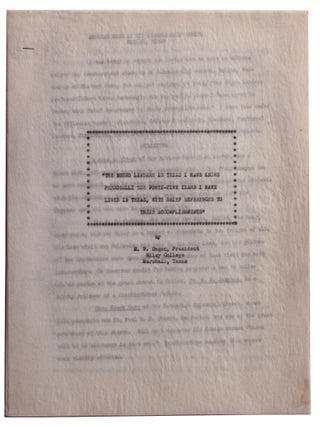 Item #7230 “The Ne*ro Leaders in Texas I Have Known Personally the Forty-Five Years I Have...