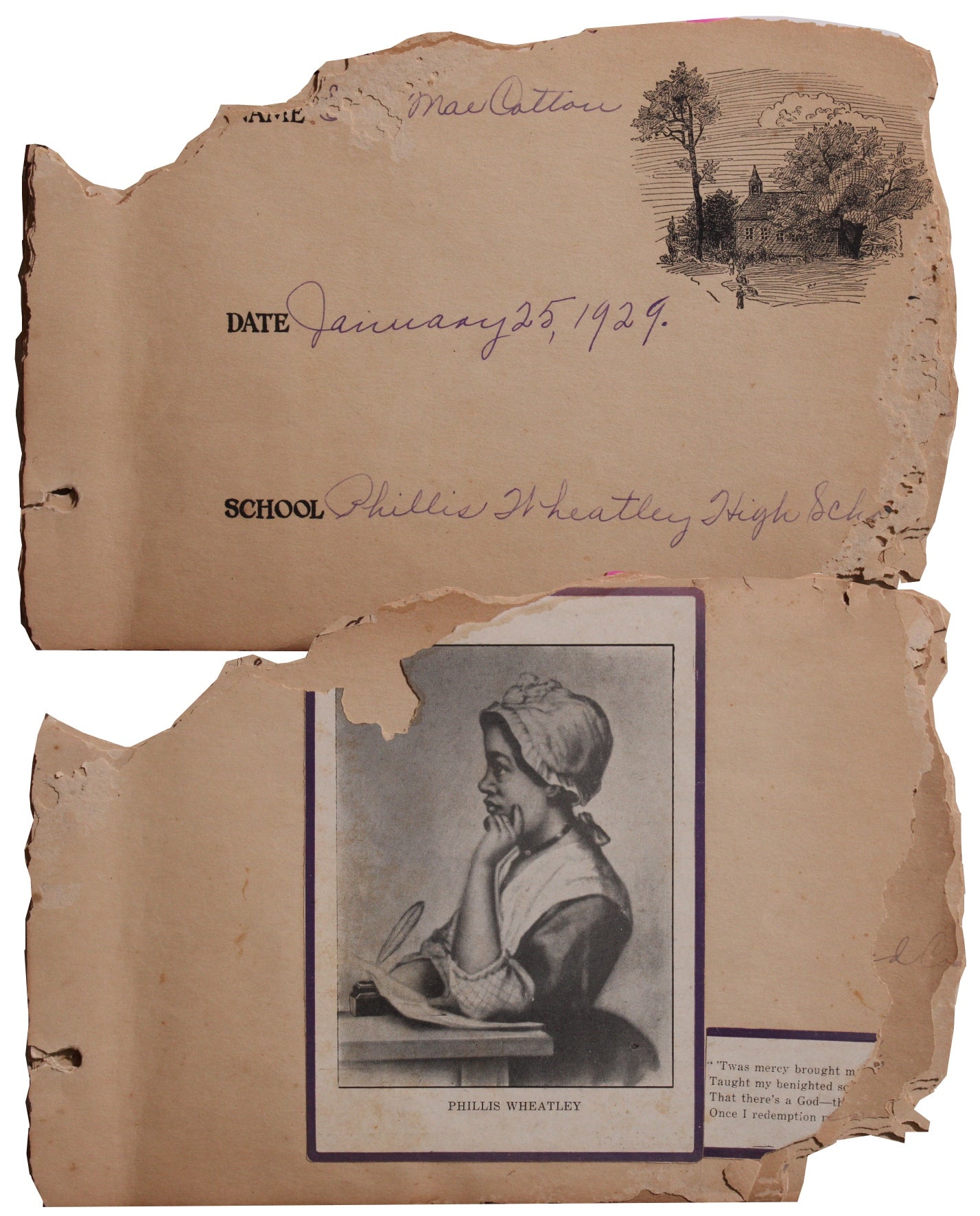 Scrapbook Compiled by Student at Phyllis Wheatley High School. Eula Mae Cotton.