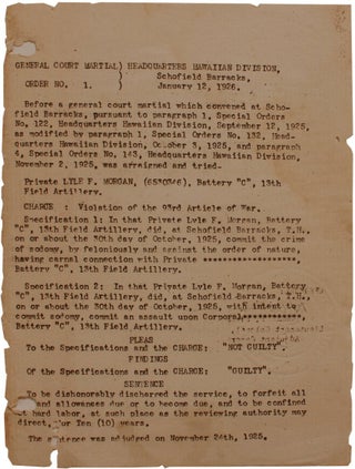 Item #7888 [General Court Martial Order On Charges of Sodomy