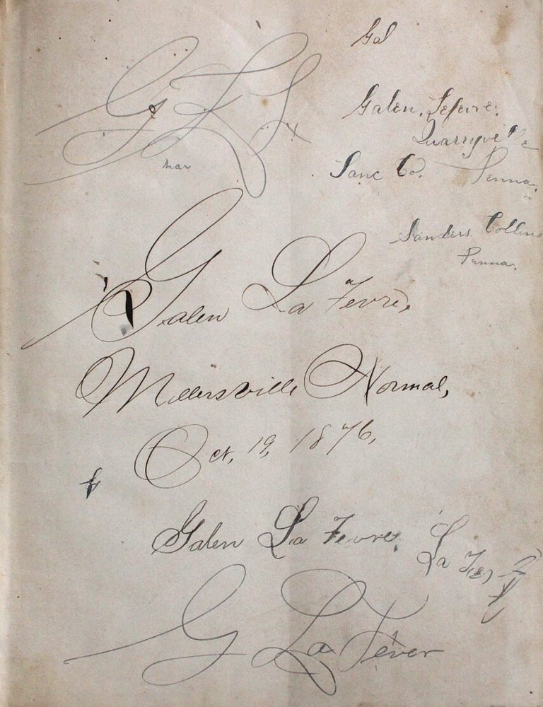 Item #8013 Manuscript School & Ledger Book Lancaster Quarreyville Pennsylvania