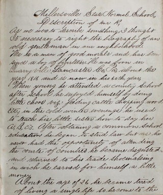 Manuscript School & Ledger Book Lancaster Quarreyville Pennsylvania