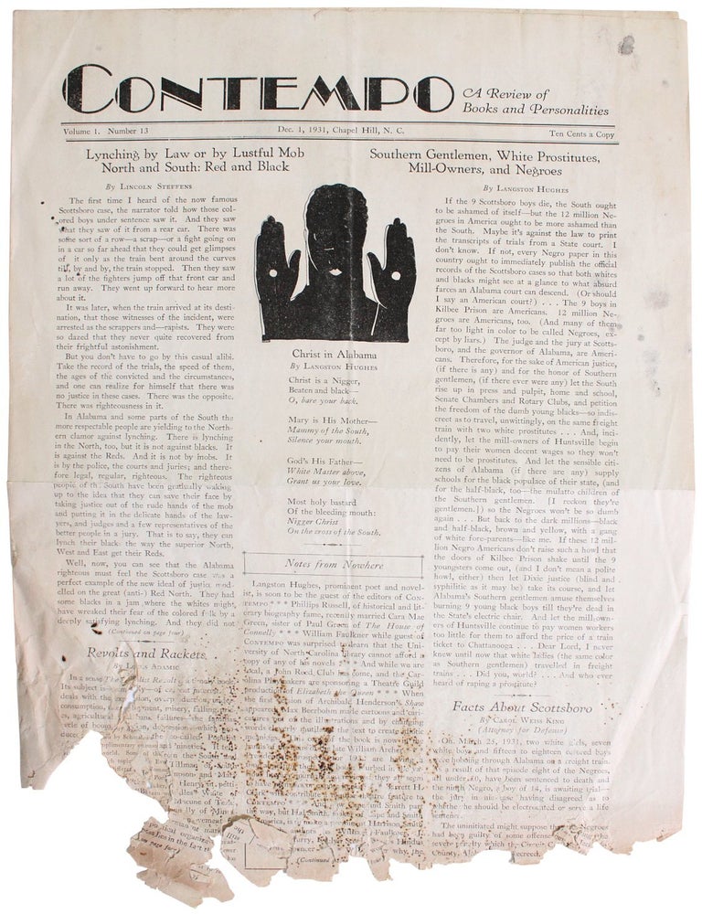 Item #8137 Contempo [Vol. 1, No. 13 (Dec 1 1931)]. Langston Huges.