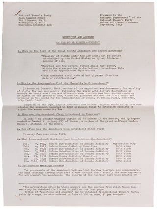 Item #8327 Questions and Answers on the Equal Rights Amendment. Helena Hill Weed
