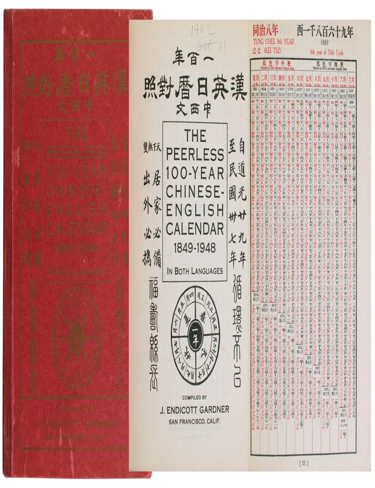 Item #8424 The Peerless 100-Year Chinese-English Calendar 1849-1948 . . Endicott Gardner, compiler, ohn.