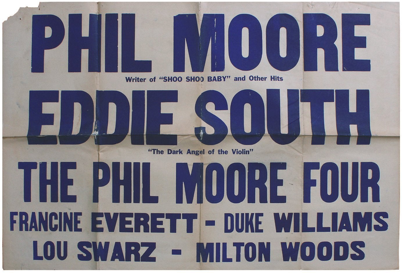 Large Poster Promoting Phil Moore and Others