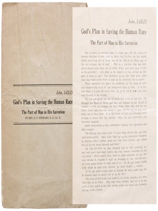 Item #8569 John, 1:12; 13. God's Plan in Saving the Human Race. The Part of Man in His...