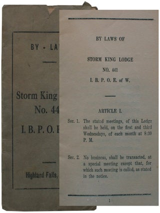 Item #8883 By-Laws. Storm King Lodge No. 441. I.B.P.O.E.W. [Cover title
