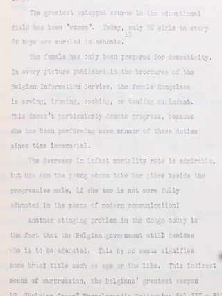 The Belgian Congo Today. A Research Report.