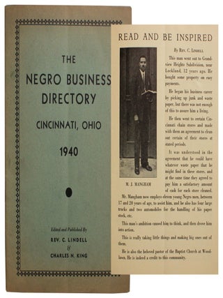 Item #9113 The Negro Business Directory Cincinnati, Ohio 1940 [Cover title
