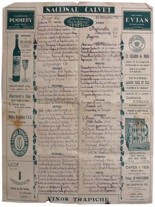 Two Buenos Aires Restaurant Menus 1920s?