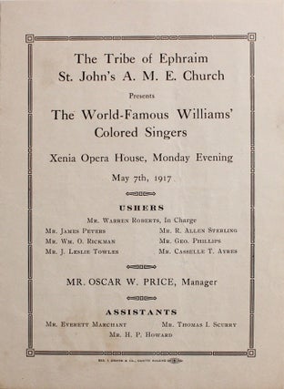 Item #9337 The World-Famous Williams' Colored Singers Program African American