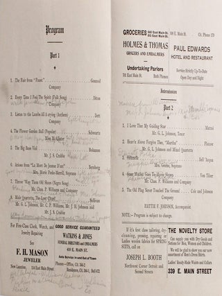 The World-Famous Williams' Colored Singers Program African American