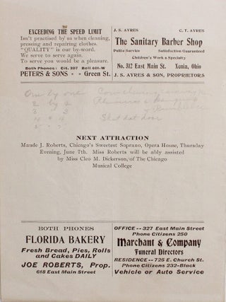The World-Famous Williams' Colored Singers Program African American
