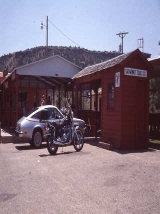 Item #9343 Sad Monkey Texas Train Station ? Original 1983 35mm Film Slide