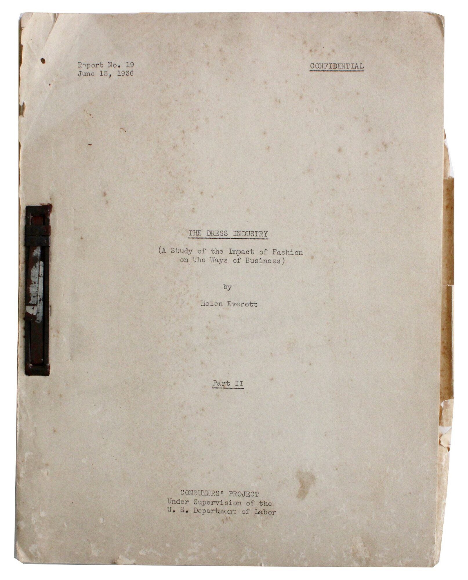 The Dress Industry (A Study of the Impact of Fashion on the Ways of Business). Part II. Helen Everett.