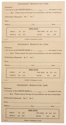 Carver House Reservation Cards African American Green Book