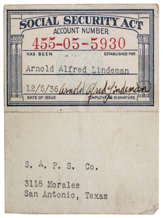 Item #9461 Reasonably Early Social Security Card 1936