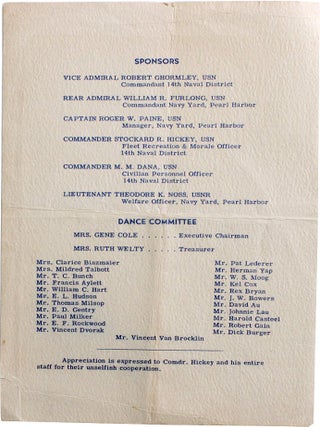 1943 Hawaii Navy Yard Dance Program