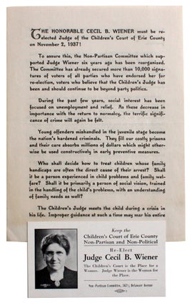 Item #9580 [Two Pieces of Campaign Ephemera for Judge Cecil B. Wiener