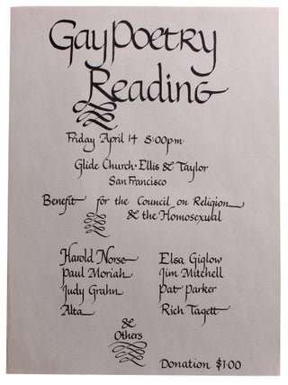 Item #9593 Gay Poetry Reading Flyer Paul Moriah Mariah Rich Tagett