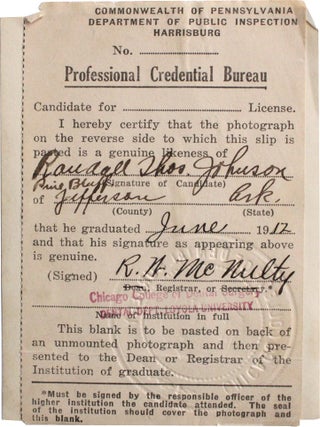 African American Dentist Identification ID Card Arkansas