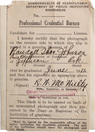 African American Dentist Identification ID Card Arkansas