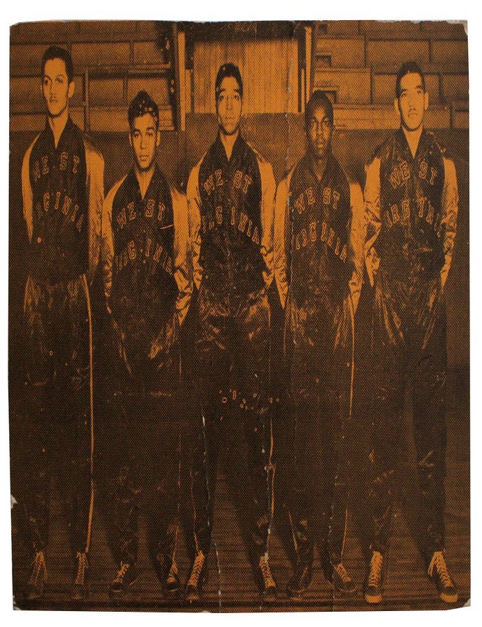 Item #9626 Advertising Card 1940s West Virginia Basketball Team