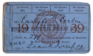 Item #9627 African American Musicians' Protective Union Local 274 ID Philadelphia